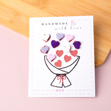 Tiny but Mighty - Cercei inimi vesele multicolore pin plastic