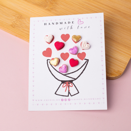 Cercei Studs - Cercei Inimi Multicolore, design vesel