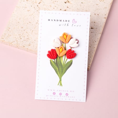 Cercei Studs - Cercei - Set Lalele Colorate