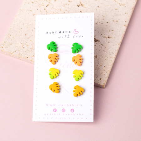 Monstera - Cercei Mini Fallstera tropicali și colorați