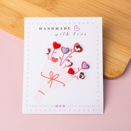 Cercei Studs - Cercei Mini Inimi Multicolor