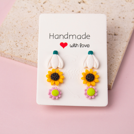 COLECTIE - Cercei multicolori cu flori de primăvară