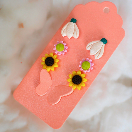 Cercei Studs - Cercei multicolori cu flori de primăvară
