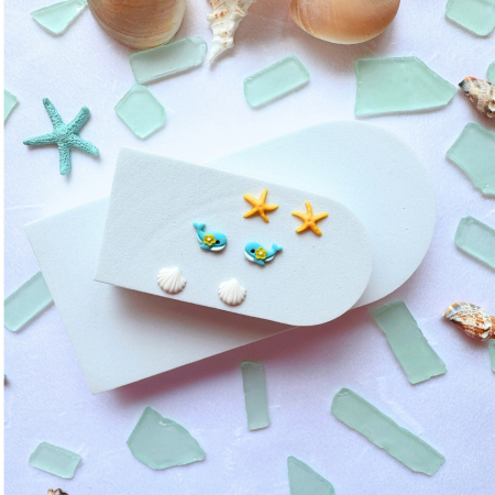 Cercei Studs - Set cercei Summer Sea cu simboluri marine
