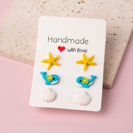 Cercei Studs - Set cercei Summer Sea cu simboluri marine