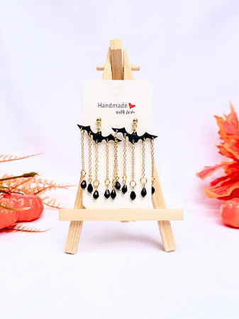 Halloween - Cercei Shadow Swoop cu decor auriu și negru