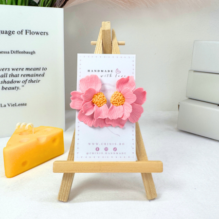 Primavara - Cercei Sienna Rose cu floare roz
