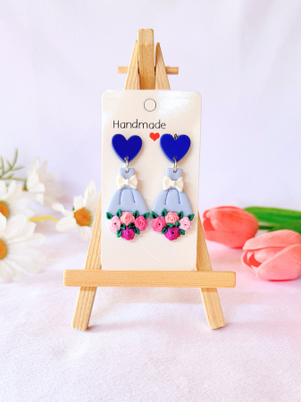 Back 2 School - Cercei Special Bouquet albastru floral