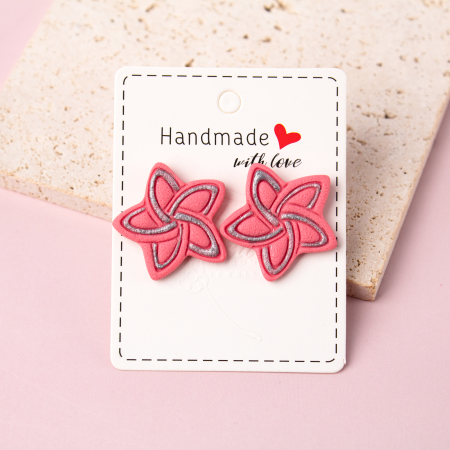 Pink Pastel - Cercei Stelagon roz cu design astral