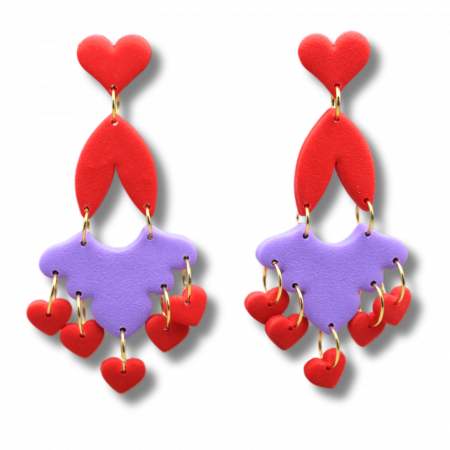 Cercei Valentine Hearts mov lungi și eleganți [3]