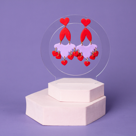 Cercei Lungi - Cercei Valentine Hearts mov lungi și eleganți