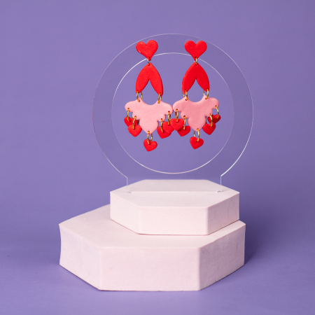 Cercei Lungi - Cercei rosii Valentine Hearts