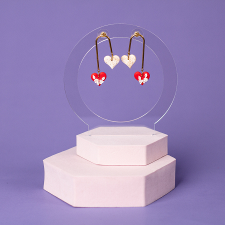 Cercei Lungi - Cercei roșii Valentine's Elegance pentru primăvară