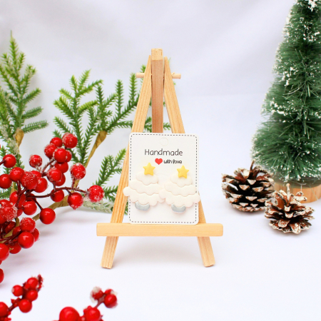 Cercei Medii - Cercei White Christmas Tree eleganți de Crăciun