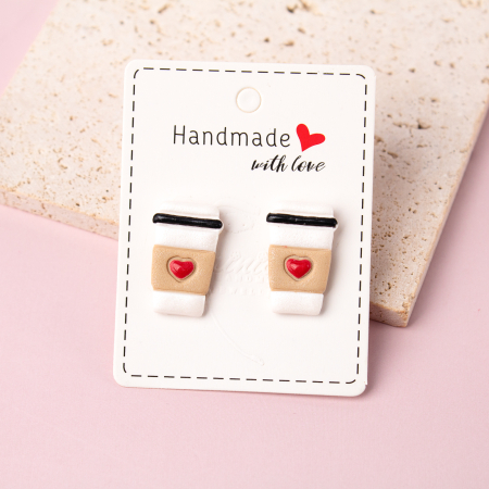 COLECTIE - Cercei White Cup cu design cafea albă