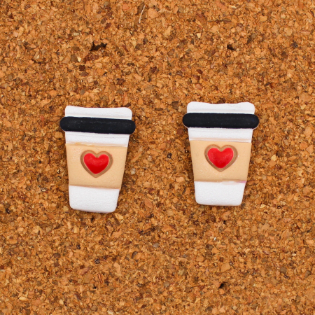 Cercei White Cup cu design cafea albă [2]