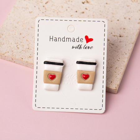 COLECTIE - Cercei White Cup cu design cafea albă