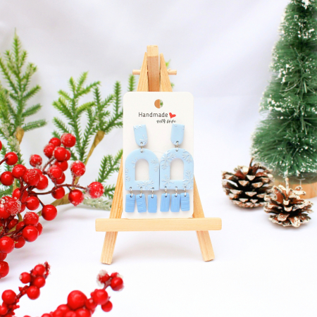 Christmas - Cercei Cerulean Snowflakes albastri cu model de fulgi de nea