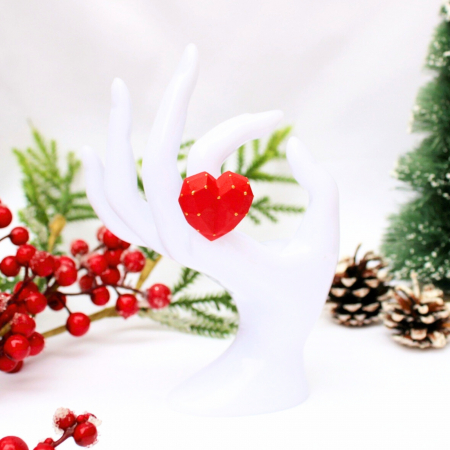 Christmas - Inel Big Heart roșu cu auriu