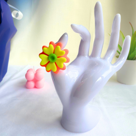 Neon Collection - Inel multicolor Electric Flower cu efect fosforescent