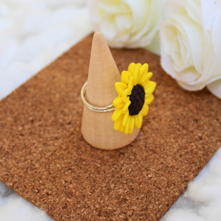 Inel galben Floarea Soarelui cu design floral [2]
