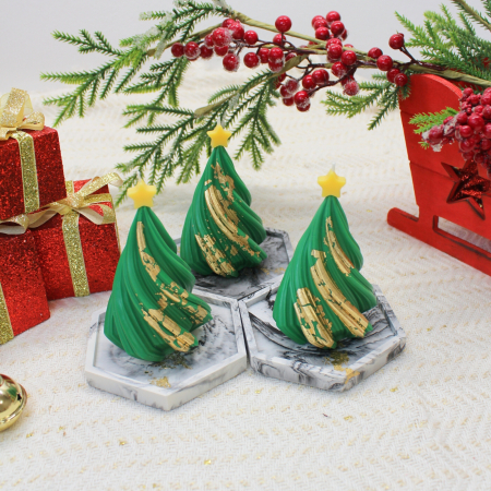 Lumanari Decorative - Set Green Christmas lumânare și farfurie marmură