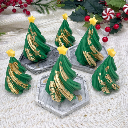 Set Green Christmas lumânare și farfurie marmură [8]