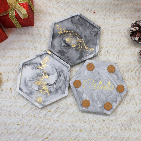 Set Green Christmas lumânare și farfurie marmură [6]