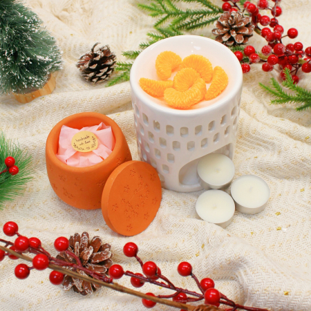 Wax Melts - Set de wax melts Orange Slice cu recipient cement