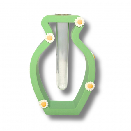Vază verde pastel Daisy Hug cu flori albe [4]