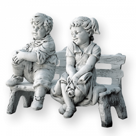 Mobilier Gradina si Decoratiuni - Baiat si Fetita pe Bancuta