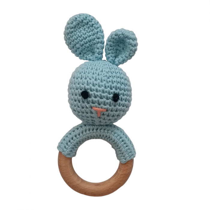 Jucarie dentitie iepure albastru crosetat [1]