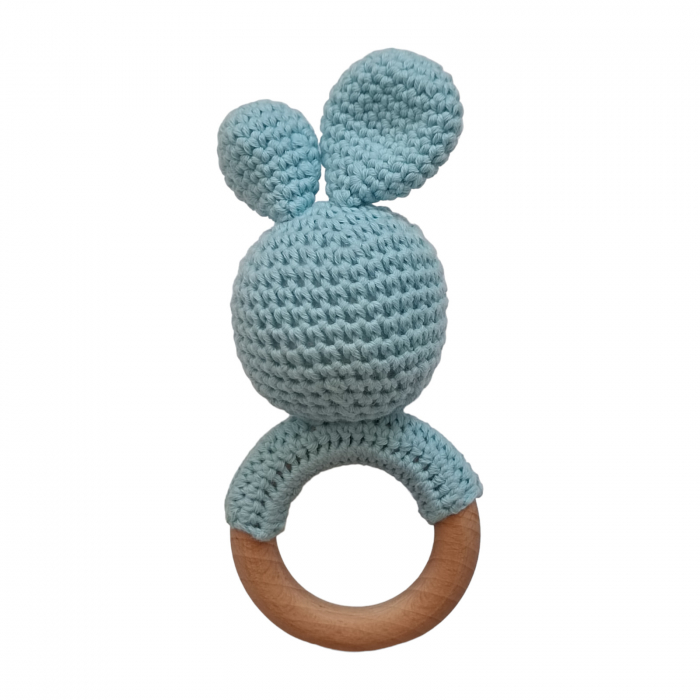 Jucarie dentitie iepure albastru crosetat [4]