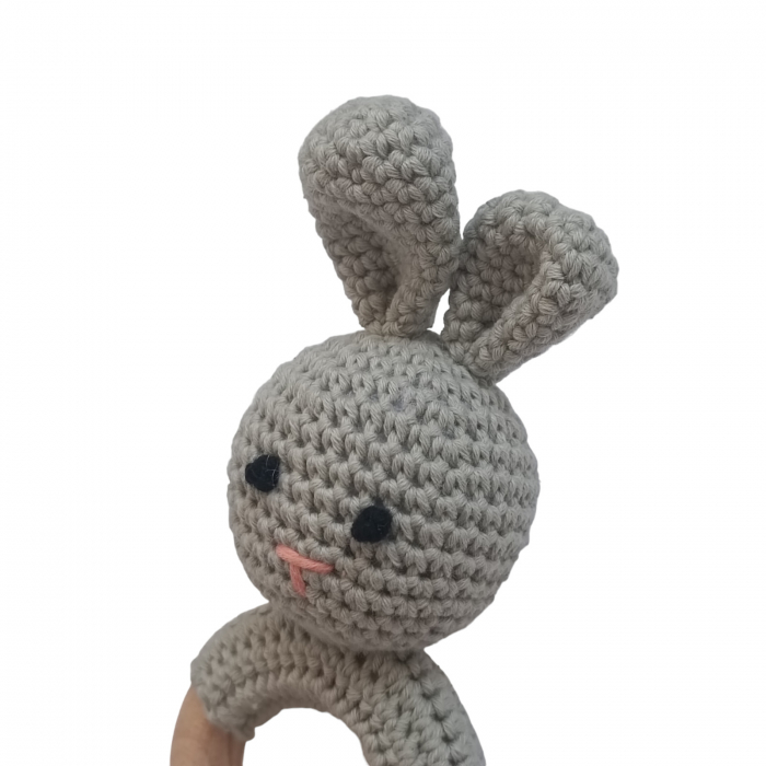 Jucarie dentitie iepure gri crosetat [2]