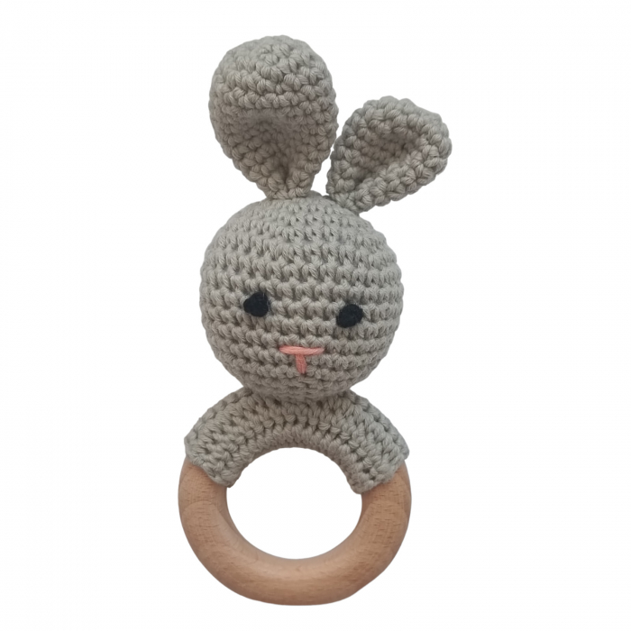Jucarie dentitie iepure gri crosetat [1]