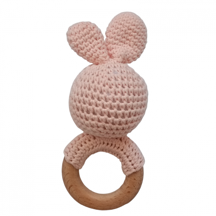 Jucarie dentitie crosetata Iepure roz [3]