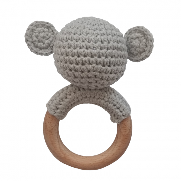 Set cadou bebelusi - jucarie crosetata Koala - jucarie dentitie crosetata Koala - muselina mustar [7]