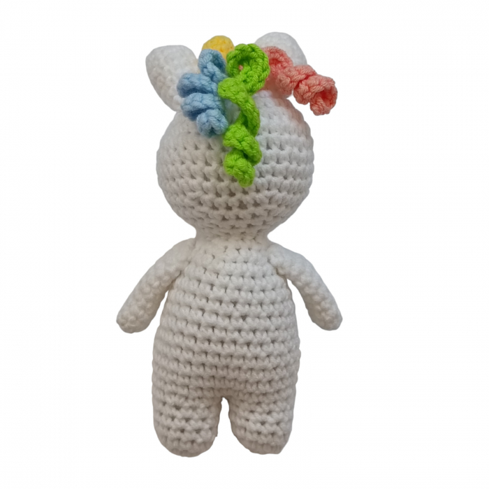 Set cadou - Jucarie Unicorn crosetat - babetica alb cu flori [5]