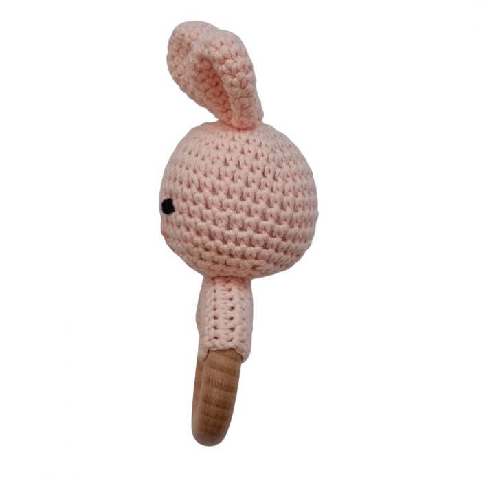 Set cadou - Jucarie dentitie iepure roz crosetat - babetica roz [3]