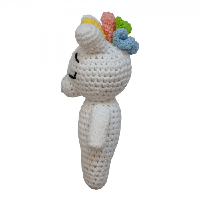 Set cadou - Jucarie Unicorn crosetat - babetica alb cu flori [4]