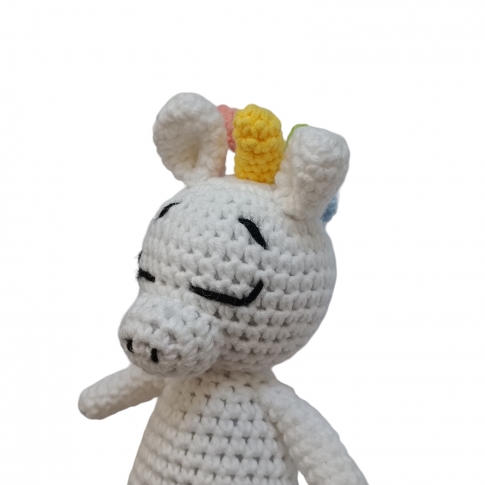 Set cadou - Jucarie Unicorn crosetat - babetica alb cu flori [3]