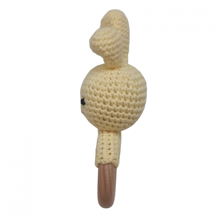 Set cadou - Jucarie dentitie iepure galben crosetat - babetica alb cu flori [4]