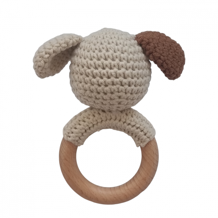 Set cadou - Jucarie dentitie Catel crosetat - babetica albastra - lant suzeta cu clema [4]