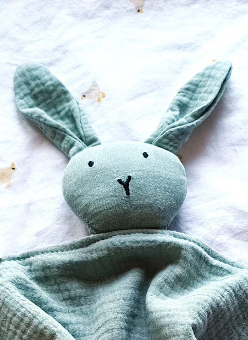 Set cadou - Jucarie dentitie crosetata Elefant - muselina mustar - suport silicon suzeta [2]