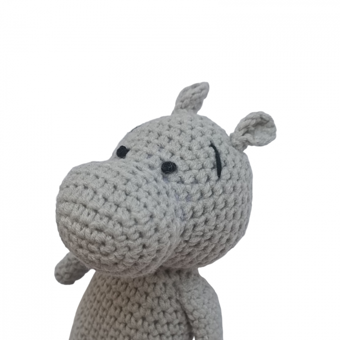 Set cadou - Jucarie Hipopotam crosetat - babetica crem [3]