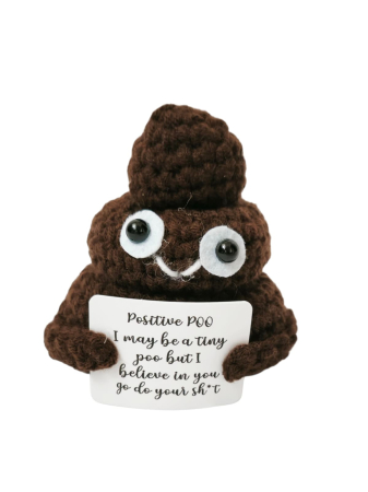 Figurina cu mesaj pozitiv - Figurina crosetata Poo amuzanta, cu mesaj pozitiv