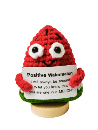 Figurina cu mesaj pozitiv - Figurina crosetata Pepene amuzant, cu mesaj pozitiv