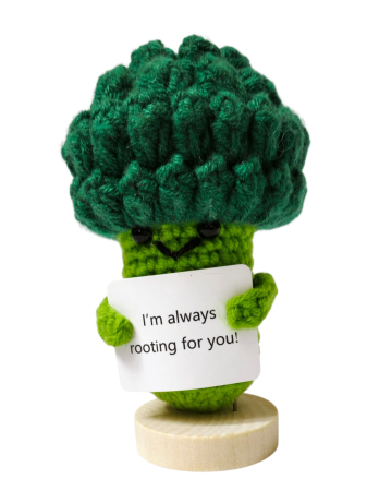 Figurina cu mesaj pozitiv - Figurina crosetata Brocoli amuzant, cu mesaj pozitiv