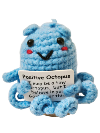 Figurina cu mesaj pozitiv - Figurina crosetata Caracatita amuzanta, cu mesaj pozitiv