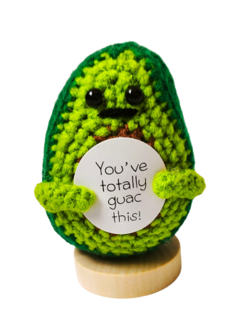 Figurina cu mesaj pozitiv - Figurina crosetata Avogado amuzant, cu mesaj pozitiv